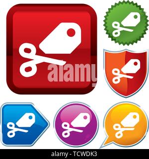 Vector illustration. Set shiny icon series on buttons. Sale. Stock Vector