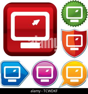 Vector illustration. Set shiny icon series on buttons. Screen. Stock Vector
