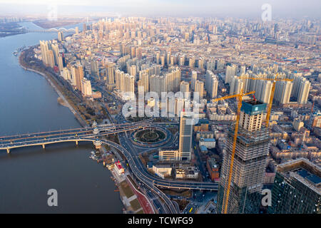 Aerial shooting of the city of Harbin Daoli District Stock Photo