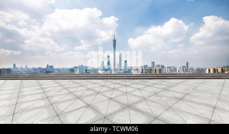 landmark guangzhou tower from empty floor Stock Photo