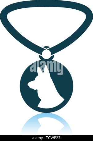 Dog Medal Icon. Shadow Reflection Design. Vector Illustration. Stock Vector