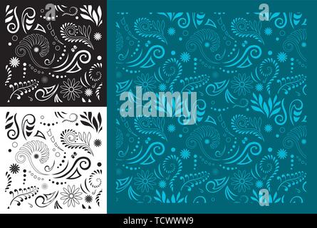 Stylised Maori Koru Seamless Pattern - Easy to change color Stock Vector