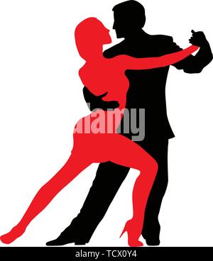 Tango dancers silhouettes, isolated and grouped objects over white background Stock Vector