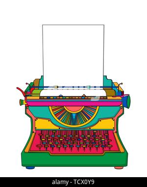 Colored typewriter vector over white background Stock Vector