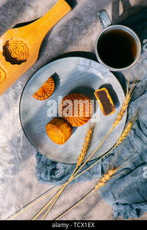 Chinese traditional festival Mid-Autumn Festival moon cake refreshments Stock Photo