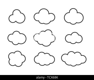 Sky clouds vector silhouette. Cloud icon set. Stock Vector
