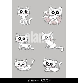 Cute cats vector set. Funny pets. Stock Vector