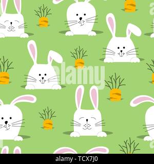 Download Easter Rabbits And Carrots Pattern Vector Holiday Flat Style Background Stock Vector Image Art Alamy