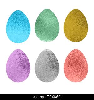 Set of colorful easter eggs on white background. Spring decoration. Decorating for Easter. Stock Vector