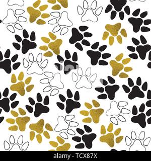 Seamless pattern with dog paw print. Vector illustration. Stock Vector