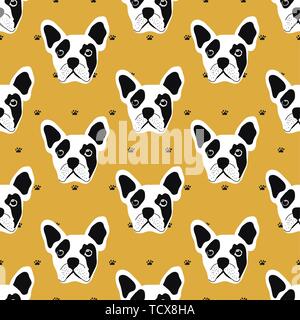 french bulldog seamless pattern Stock Vector