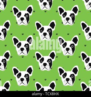 french bulldog seamless pattern Stock Vector