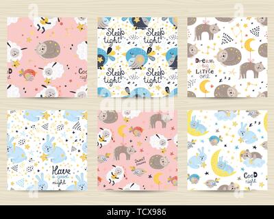 Set of seamless patterns for babies. Vector illustration for your design Stock Vector