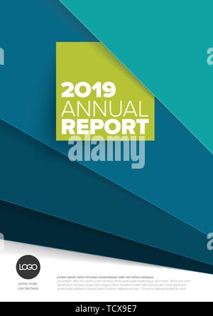 Vector abstract annual report cover template with sample text and abstract papers background Stock Vector
