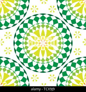 Green round mandala seamless pattern Stock Vector