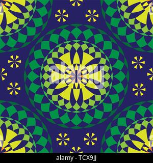 Green round mandala seamless vector pattern Stock Vector