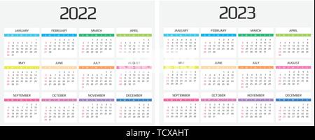 Calendar 2022 and 2023 template. 12 Months. include holiday event Stock Vector