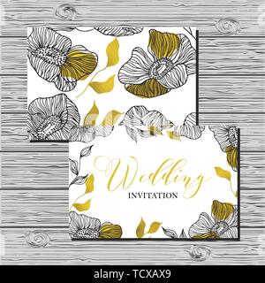 Wedding vintage invitation card or announcement. Ornate damask background. Stock Vector