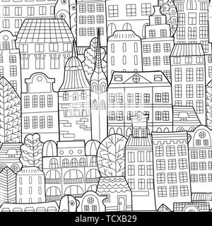 Hand drawn doodle houses. Can be used for school books, poster and background Drawing Doodle. Stock Vector