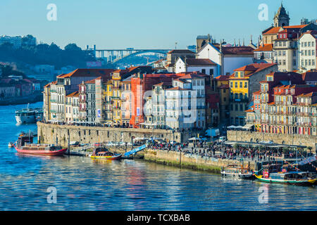 Douro River and Ribeira district, UNESCO World Heritage Site, Porto, Portugal, Europe Stock Photo