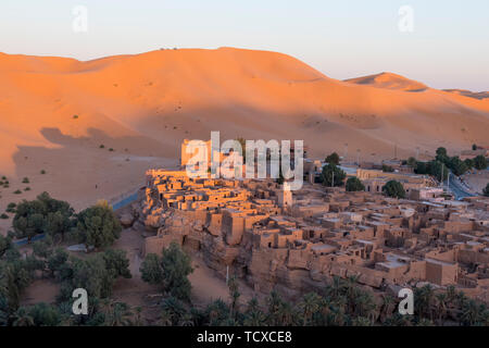 View over the Oasis of Taghit, western Algeria, North Africa, Africa Stock Photo