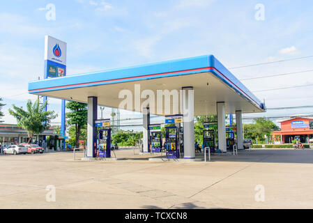 Nakhon pathom , Thailand -  5 June, 2019 : car coming to refuel oil in PTT petrol station Stock Photo