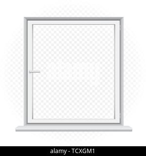 White closed window template on transparent background. Home outdoor exterior element. Architecture build object Stock Vector