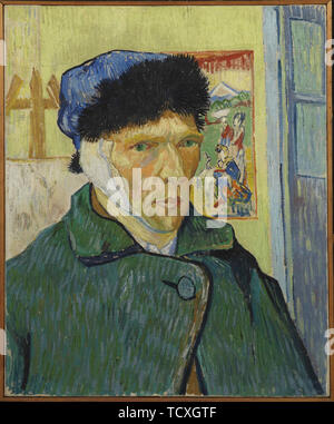 Autoportrait à l'oreille bandée (Self-Portrait with Bandaged Ear), 1889. Creator: Gogh, Vincent, van (1853-1890). Stock Photo