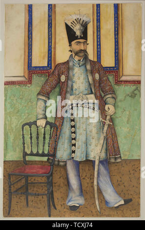 Portrait of Nasser al-Din Shah Qajar (1831-1896), Shahanshah of Persia, ca 1855. Creator: Anonymous. Stock Photo