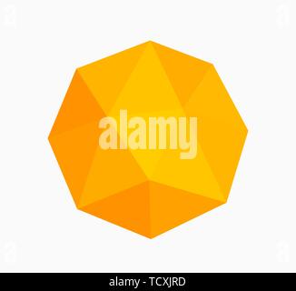Geometric yellow sun low poly icon. Vector illustration Stock Vector