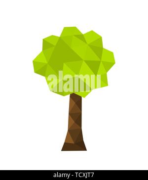 Tree low poly design, plant abstract geometric image, nature wireframe ...