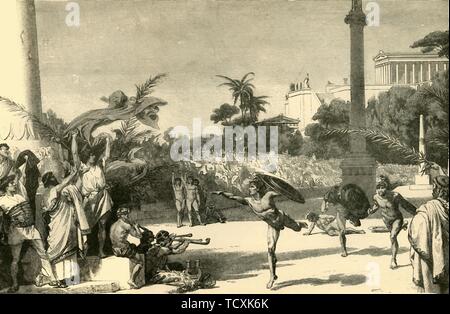 Ancient Greek Olympic Games The Winner Of The Chariot Race Is Saluted