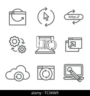 Website Update Icon Set - seo update, site creation, and name server update Stock Vector