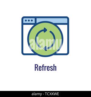 Website Update Icon - with some arrows thin line outline imagery Stock Vector