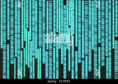 A screen consisting of binary data flow graphics. Stock Photo