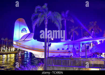 Orlando, Florida. February 05, 2019.  Vintage plane in outside restaurant in Citywalk at Universal Studios area . Stock Photo