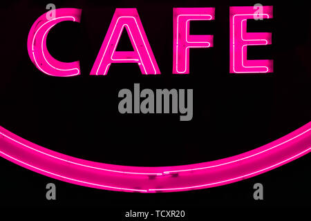 Orlando, Florida. February 05, 2019. Pink letters of Cafe in Citywalk  at Universal Studios area. Stock Photo