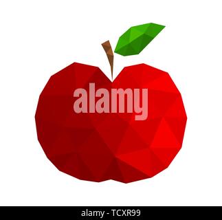 Red apple, low poly style icon. Vector illustration Stock Vector
