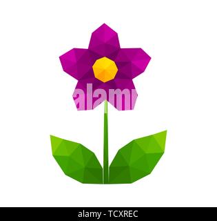 Low poly geometric purple flower. Vector illustration Stock Vector