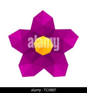 Abstract low poly geometric purple flower. Vector illustration Stock Vector