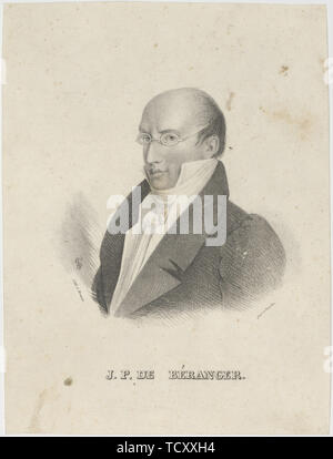 Portrait of Pierre-Jean de Béranger (1780-1857). Creator: Brandt, Cäcilie (active 1820-1840s). Stock Photo