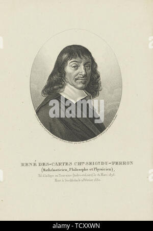 Portrait of the philosopher René Descartes (1596-1650), ca 1820. Creator: Tardieu, Ambroise (1788-1841). Stock Photo