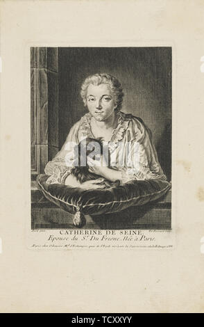 Portrait of the actress Madame Quinault-Dufresne (1705-1767) , c. 1750. Creator: Fessard, Étienne (1714-1777). Stock Photo