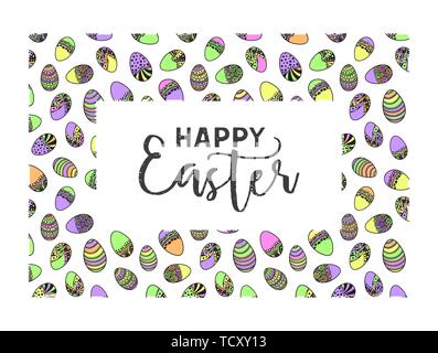 Easter doodle vector frame Stock Vector