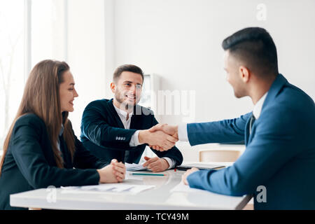 Business people shaking hands after good deal. Business partnership meeting concept Stock Photo