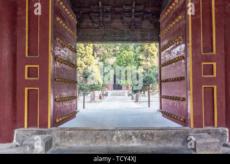 The ancient architecture of the temple gate in the Confucius Temple in Qufu, Shandong Province. Stock Photo