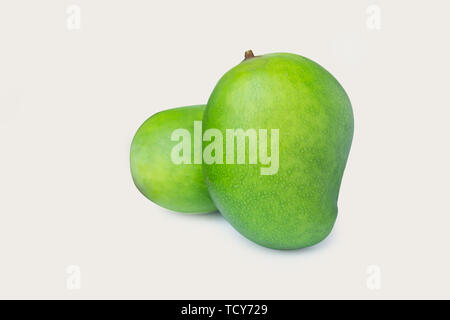Green mango isolated on white background with clipping path Stock Photo