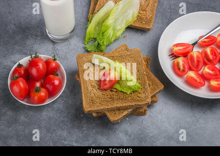 Nutritional, healthy, loving breakfast Stock Photo