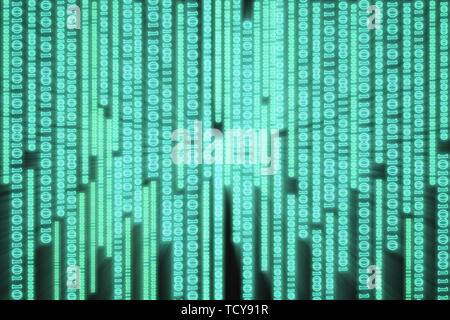 A screen consisting of binary data flow graphics. Stock Photo