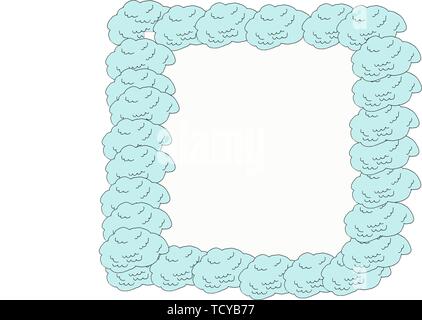 Vector illustration, hand drawn sketch clouds in bubble shape Doodle frames-frame with copy space from clouds on white background Stock Vector
